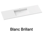 Plan vasque lavabo, sur mesure, Largeur 61 à 200 cm x Profondeur 46 à 80 cm, résine composite de haute qualité, Finition lisse blanc BRILLANT laqué ou mate, Livraison Offerte.